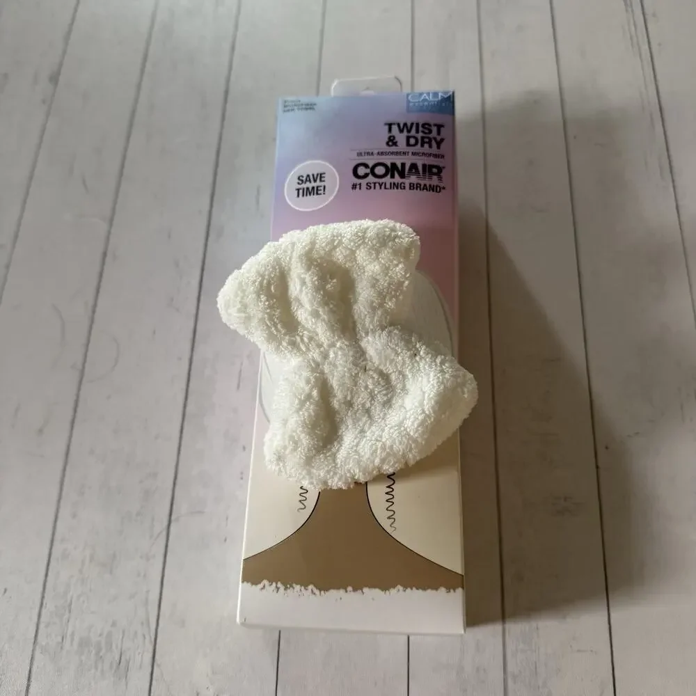 Conair Twist & Dry Ultra-Absorbent Microfiber Hair Towel with Bow White